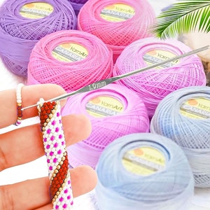 YARNART CANARIAS, Mercerized Cotton Lace Yarn, Accessory Thread for bead crochet, Embroidery Crochet Yarn for craft, amigurumi crochet yarn
