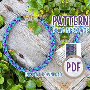 PDF Bead Crochet blue purple necklace pattern, colorful Crochet Seed beaded rope, bead crochet pattern, Beadweaving bead crochet tutorial