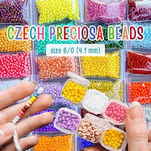 Maat 6/0 Preciosa zaadkralen, 4 mm kleurrijke Tsjechische glazen rocailles, 10 g, 25 g, 50 g groothandel kralen voor het maken van sieraden, knutselwerk en geschenkverpakking