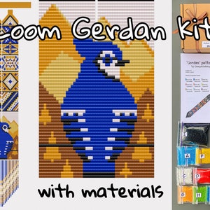 Puede incluir: Un kit de tejido de cuentas con todos los materiales necesarios para crear un gerdan de arrendajo azul. El kit incluye un patrón, cuentas de varios colores y un telar. El gerdan terminado es una hermosa obra de arte.