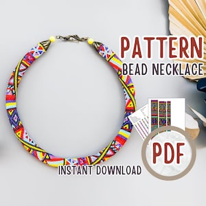 PDF-patroon voor een geometrische Afrikaanse ketting - kralenhaakpatroon - direct te downloaden - handleiding voor kralenhaken