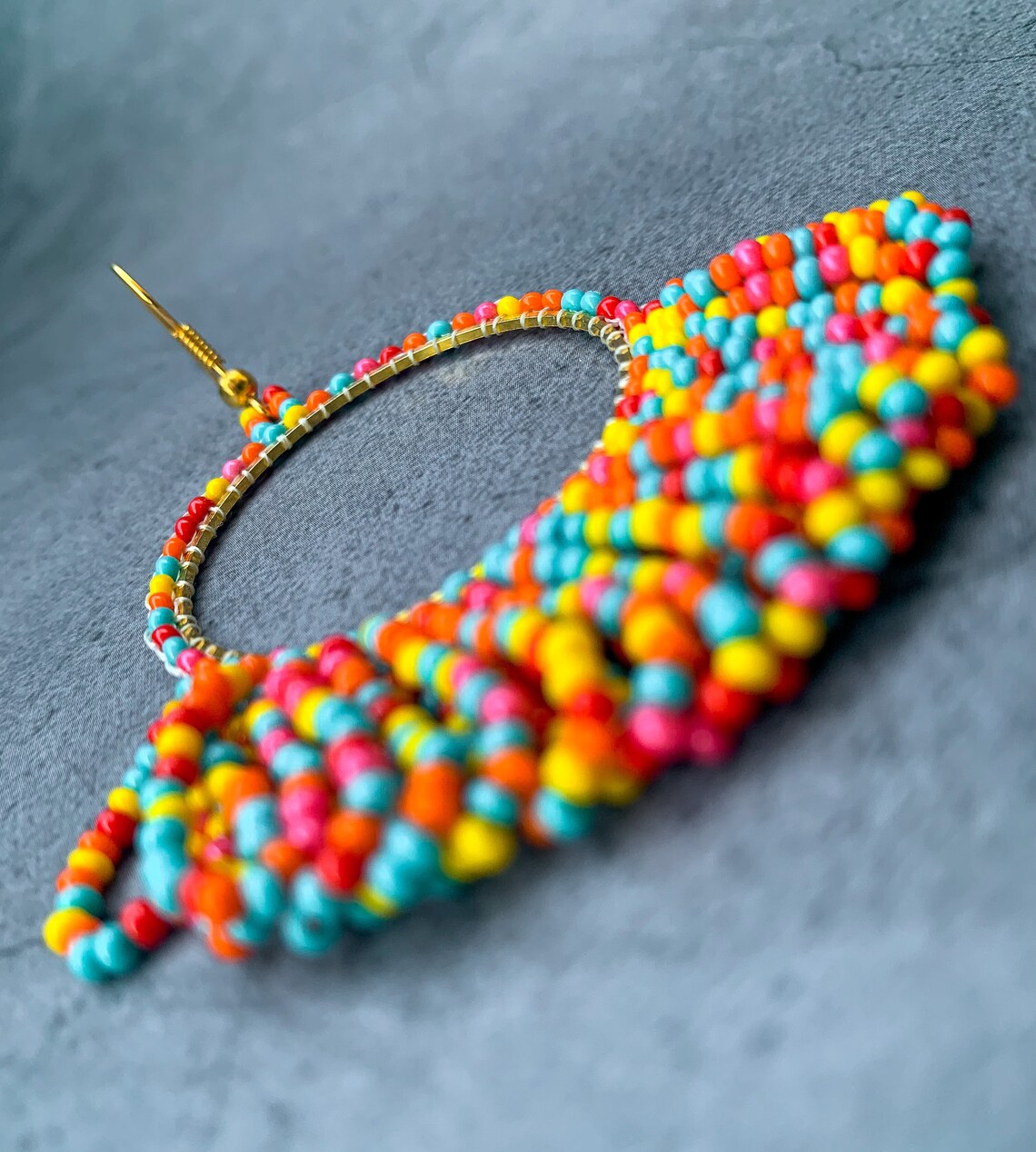 DIY Colorful Beaded Fringe Hoop Earrings Kit Rainbow Earring Etsy