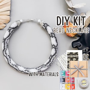 DIY KIT to Make Bead Crochet White Python Skin Necklace, Beadweaving Jewelry Making Kit, Handmade Beaded Rope Craft Kit, bead snake Necklace