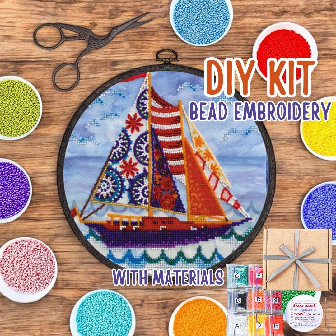DIY Ocean Inspired Embroidery Kit Beginner, Sailing Ship Modern ...
