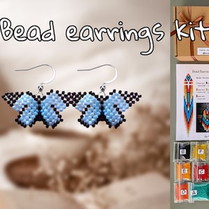Kit de bricolaje pequeño kit para principiantes de cuentas de mariposa azul, kit de mariposa de cuentas, kit de artesanía de bricolaje, kit para principiantes de pendientes, suministros de pendientes, regalo hecho a mano