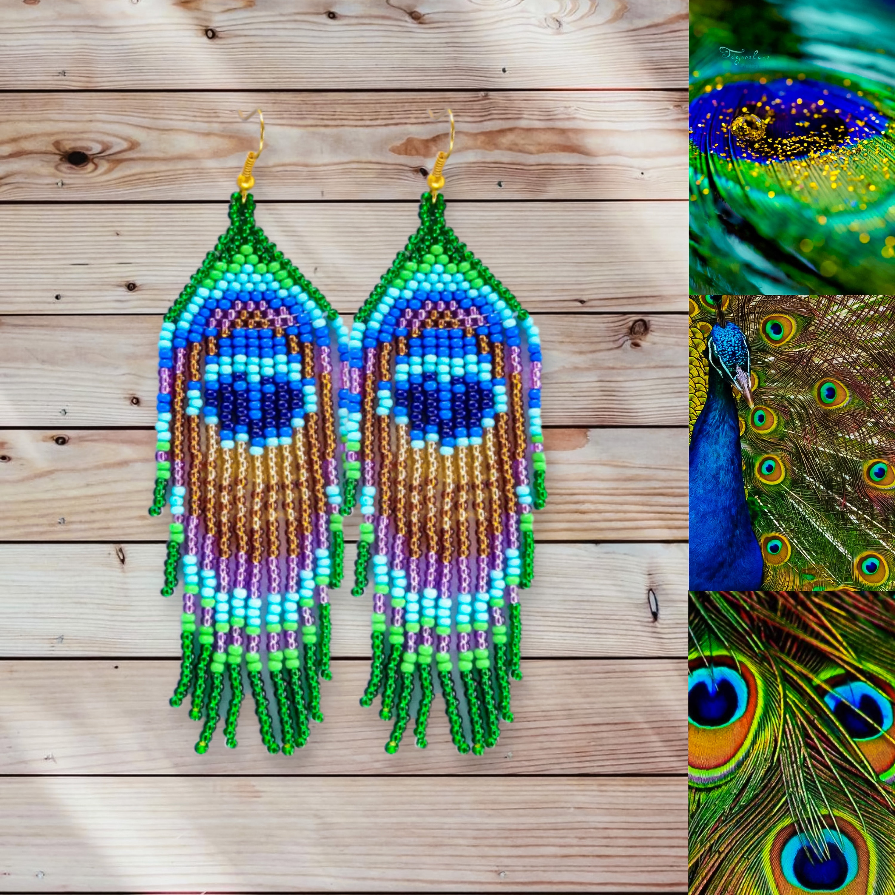 Share more than 88 beaded peacock feather earrings best - esthdonghoadian