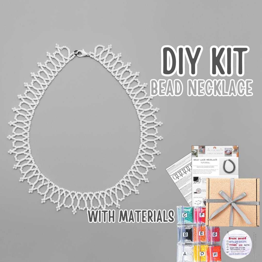 DIY White Beaded Collar Necklace Kit