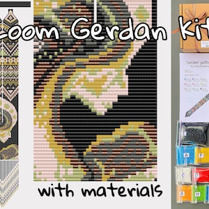 Kit to make Mother and child abstract Geometric Gerdan Fringe, Seed Bead woven Necklace Pattern, Loom Jewelry making Craft, mother gift idea