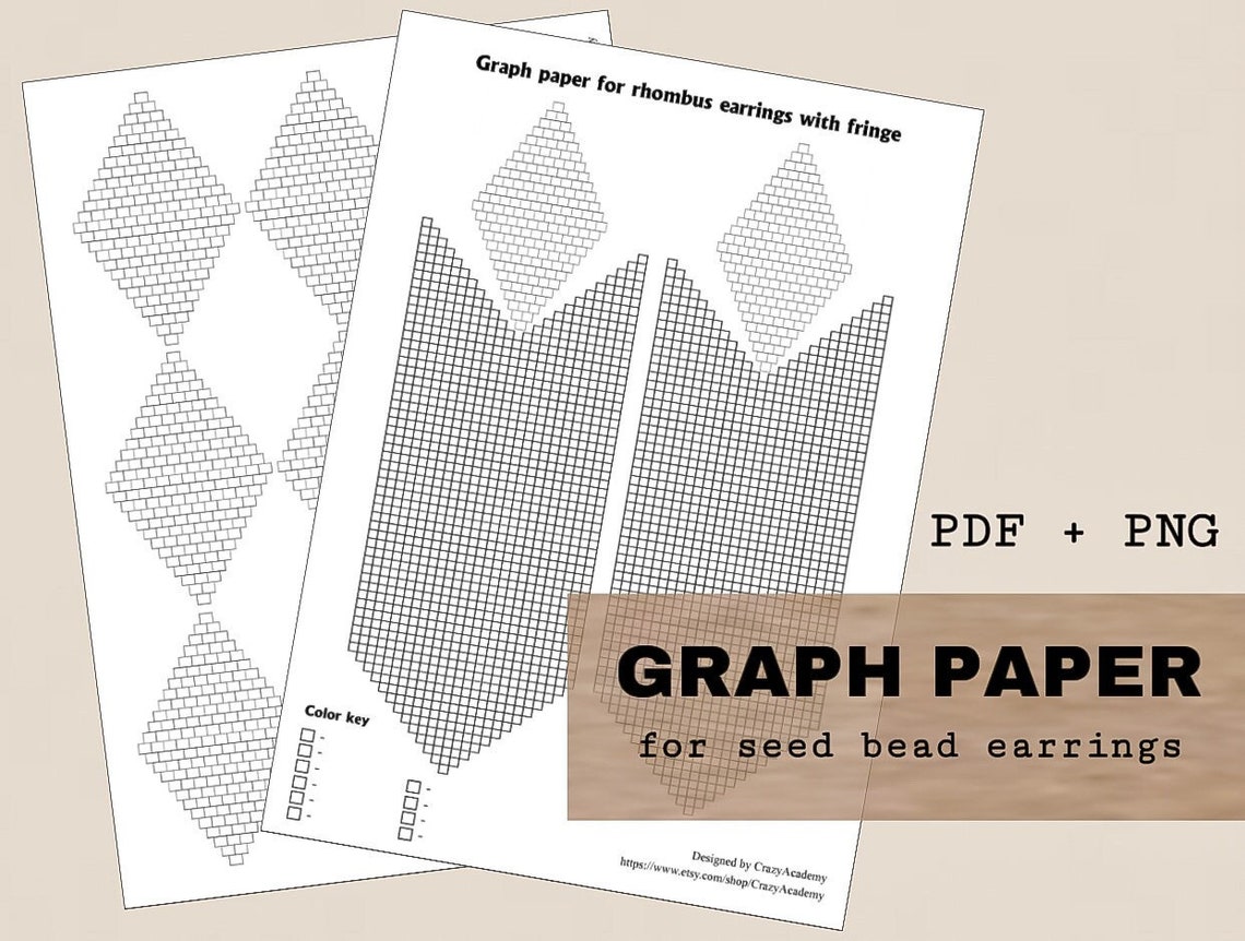 Rhombus Graph Paper Creative Graph Rhombus Brick Stitch, Seed Bead Graph Fringe Earring ...