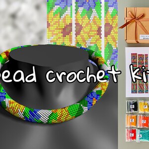 DIY Sunflower Bead crochet Kit, Modern Floral Necklace pattern, Do It Yourself, Gift for Crafter, DIY Jewelry Making Kit, DIY Necklace Kit