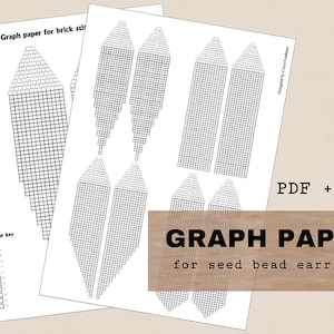 PDF Bead Blank template, Beading graph paper pattern for 2 drop brick stitch fringe earrings, Seed Bead weaving graph, instant download