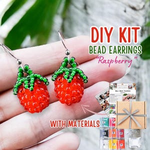 May include: DIY kit to make beaded raspberry earrings. The kit includes all the materials needed, including beads, wire, and earring hooks. The kit also includes instructions on how to make the earrings.