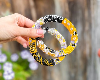 アフリカンパッチワークDIYキットでビーズクロッシェネックレスを作る
