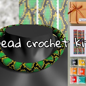 May include: A bead crochet kit with green, black, and yellow beads. The kit includes beads, needles, and instructions. Follow @crazy_beader on Instagram.