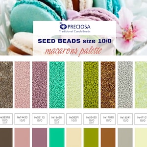 Kit 10/0 di perline ceche Preciosa Ornela, tavolozza Macarons, microperline opache per progetto di ricamo Scatola artigianale versatile per perline di vetro ceco