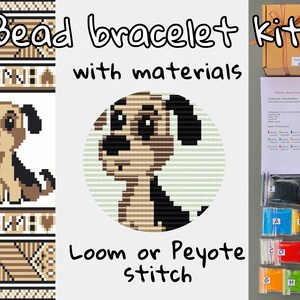 Può includere: Un kit per braccialetti con perline con tutti i materiali necessari per realizzare un braccialetto a tema cane. Il kit include perline di vari colori, aghi e istruzioni. Il braccialetto può essere realizzato utilizzando la tecnica del telaio o del punto peyote.