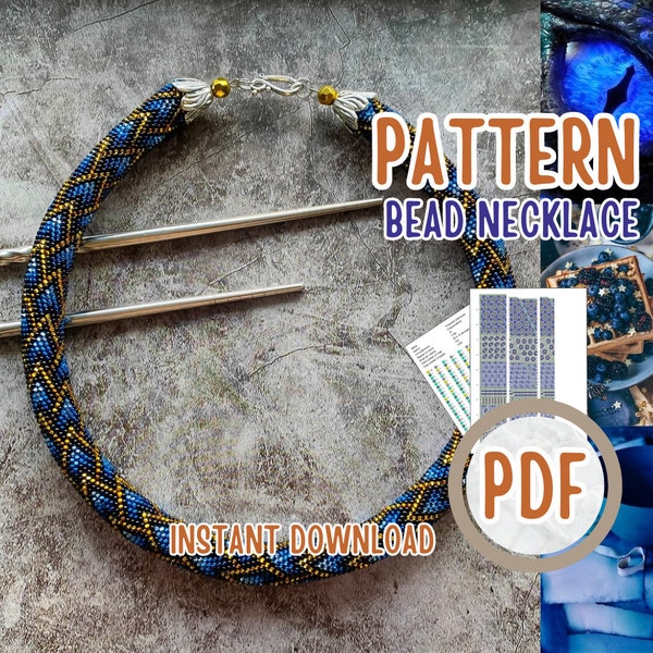 PDF Azure blue dragon skin necklace pattern, Jewelry making pattern Craft, diy Rope Jewelry Beadweaving Crafter Gift, Bead Crochet pattern