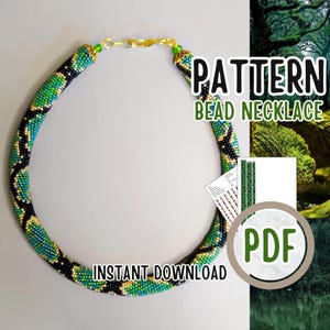 Modèle de corde au crochet avec perles serpent, modèle de collier de perles, artisanat au crochet avec perles, tutoriel créatif de perles DIY, collier python vert noir