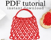 PDF Beaded Bag tutorial for beginner, easy beading summer red bead handbag, DIY tutorial, Do It Yourself pattern, Bead Bag Craft tutorial