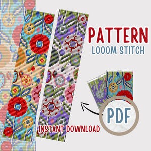 PDF Summer Flower Bead Bracelet Pattern, Floral Loom Beading Tutorial, Seed Bead Bracelet DIY, Jewelry Making Guide