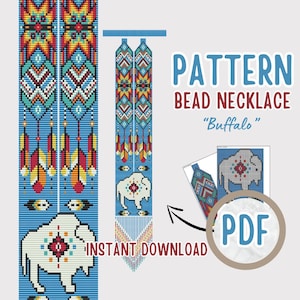 PDF Blue Buffalo Beaded Gerdan pattern Native American-Inspired Beadwork Necklace Craft tutorial Create Your Own Traditional Tribal Necklace