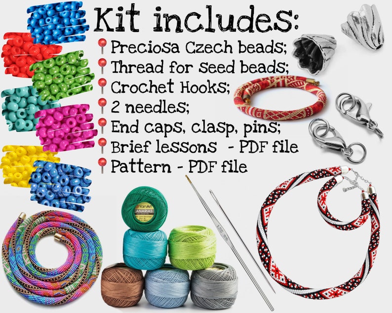 DIY Green American Beadwork Halskette Kit, Perlenhäkelkette KIT, DIY Saatperlenschmuck, Bastelset Erwachsene, Perlenset, Halskettenmuster Bild 2