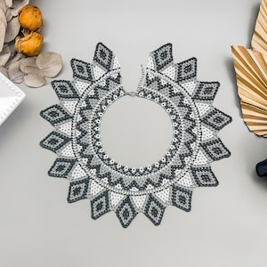 PDF tutorial to Create Beaded Collar Seed Bead Lace Necklace pattern for Elegant Handcrafted Jewelry Crafting Project to make Beaded collar image 3