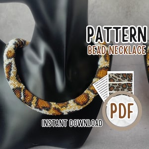 PDF Tiger Python Necklace pattern - Bead Crochet rope pattern - diy brown snake bead lariat - instant download - bead crochet tutorial