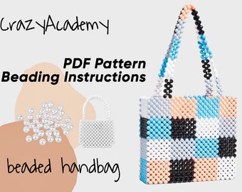 Borsa a spalla con perline PDF, semplice modello di perline digitali, download digitale, istruzioni dettagliate complete, modello di borsa con perline, regalo Crafter