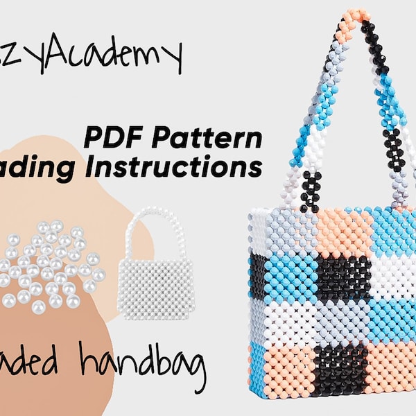 PDF Shoulder beaded bag, simple digital beading pattern, digital download, full detailed instructions, Beaded handbag pattern, Crafter Gift