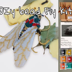 Funny DIY seed bead jewelry brooch bug making kit, glass bead Fly kit, Brick stitch Bug Jewelry making kit, craft kit, bead Tutorial kit