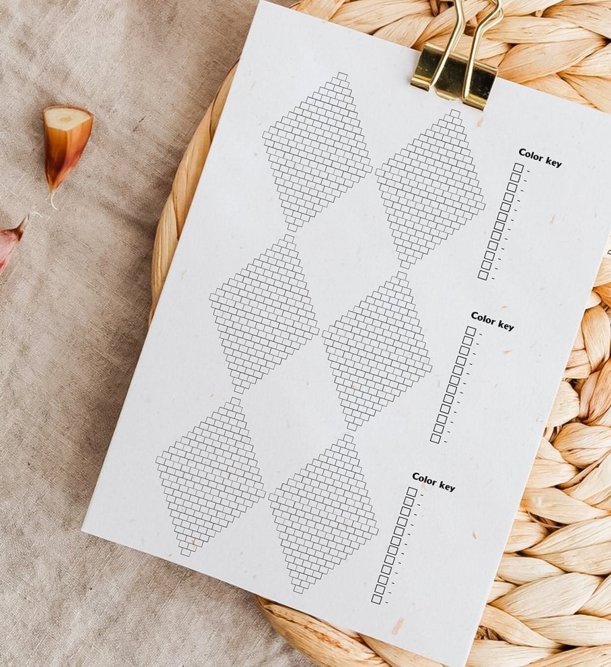 PDF Beading Graph Paper for Brick Stitch Rhombus Earrings Seed