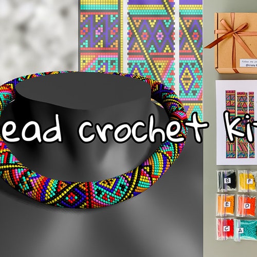African Patchwork Necklace KIT to Make Bead Crochet Rope Etsy