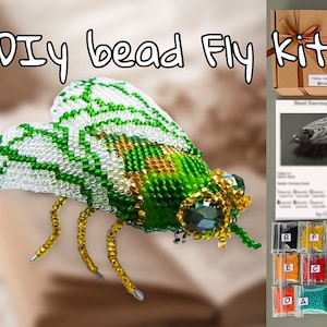 Bead Fly bug - DIY Beading KIT, artist pattern, beaded toy tutorials, bead animal craft, handmade toy diy craft kit for adults Bestseller