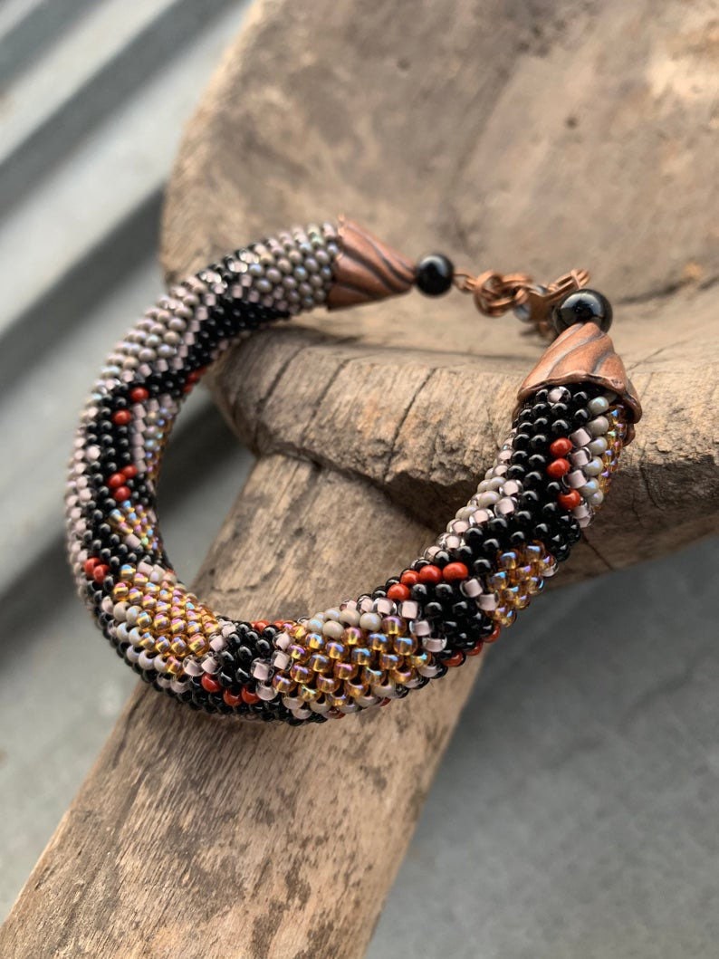 DIY KIT to Make Bead Crochet grey snake necklace python Etsy