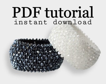 PDF-tutorial to Make crystal Beaded bracelet "Caprice" - Bracelet making tutorial - Beading Instructions - Adult Craft - Beadweaving Pattern