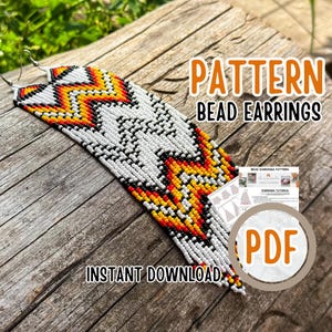 Patrón PDF para hacer aretes de cuentas con flecos nativos muy largos, patrón de aretes largos, artesanía para adultos para hacer joyas, patrón de puntada de ladrillo de cuentas