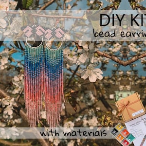 DIY Butterfly bead earrings kit, pink butterfly ombre fringe earrings, craft gift idea, unique design, summer butterfly Inspired Earrings