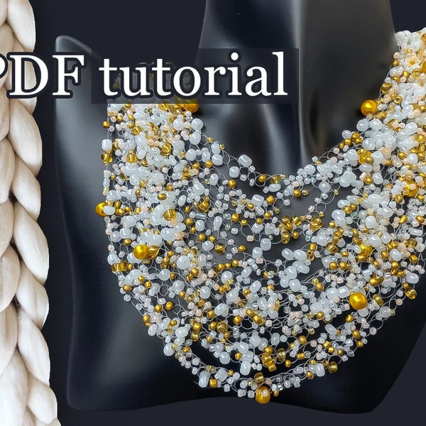 PDF Tutorial beaded necklace, Beading patterns pdf, Beadweaving patterns, Step by step beading, Bead air crochet necklace, DIY Craft Gift