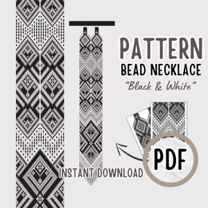 May include: Black and white bead necklace pattern, digital download, PDF format, "Black & White" text, INSTANT DOWNLOAD text