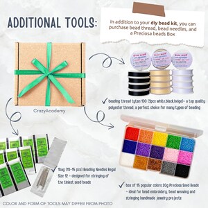 KIT to Make Bead Crochet Black Rope Necklace Bracelet Red Flowers ...