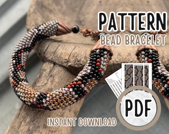 ビーズクロッシェブレスレットのパターン、ヘビ皮ブレスレットの