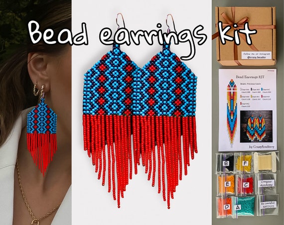 KIT to Make Bead Crochet Black Rope Necklace Bracelet Red Flowers Crochet  Seed Beaded Rope Jewelry Making KIT DIY Adult Craft 
