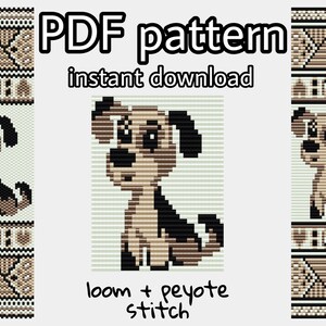 PDF Dog Loom Peyote Beading Bracelet tutorial, DIY Beige Puppy Pattern, Cuff Bead Pattern, jewelry making Adult Craft, Bookmark pattern