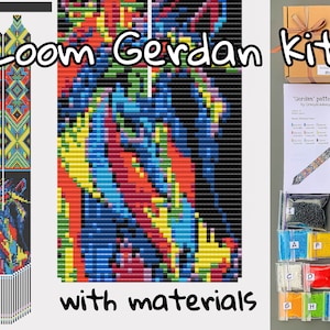 May include: A loom beading kit for making a colorful beaded necklace. The kit includes all the necessary materials, including beads, thread, and instructions. The pattern is called "Gerdan" and is by Cr.