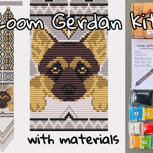 Kit Gerdan con perline per cani fai-da-te, cucciolo di cane telaio marrone modello kit scatola artigianale collana di perline, tutorial Craft Loomwork, kit fai da te collana di perline