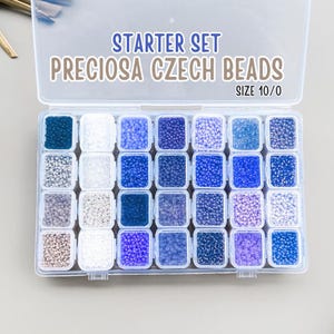Set di perline blu e bianche, set di perline Preciosa misura 10/0, perline rotonde ceche Rocailles, scatola per ricamo di perline, regalo per perline