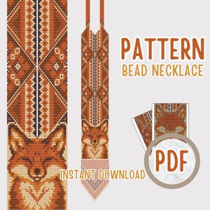 PDF Autumn Fox Gerdan Necklace Pattern, Seed Bead Loom Weaving Tutorial, Woodland Animal Beading Pattern, Boho Jewelry DIY