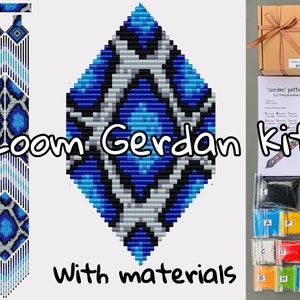 DIY Kit to make Gerdan Azure Python - Blue Snake Split Loom Necklace tutorial - Seed bead Loom Necklace Pattern - Fashion jewelry making