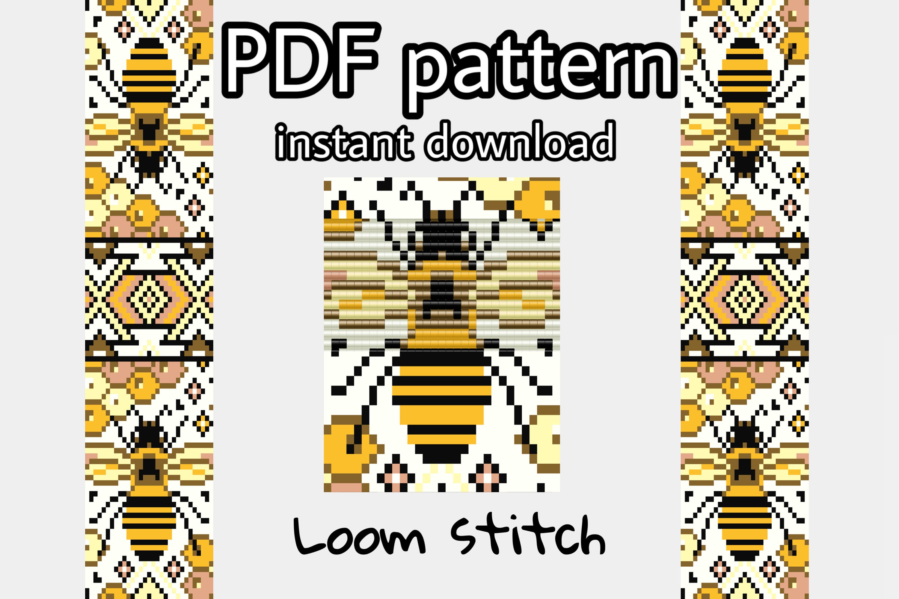 DIY Honey Bee Bracelet Kit, Beadwork Loom Peyote Bracelet Pattern, Craft Kit  for Adults, Bee Seed Bead Kit, Bee Bookmark Pattern, Craft Gift 